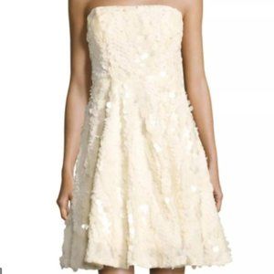 NWT Nicole Miller NYC Cream Cocktail Sequin Dress